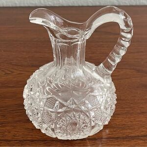 EAPG Antique Cruet Small Pitcher Jug Block & Lattice Pattern